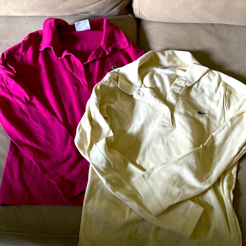 LaCoste Polo Shirts Fuschia and Cream - Size 40 / Small
